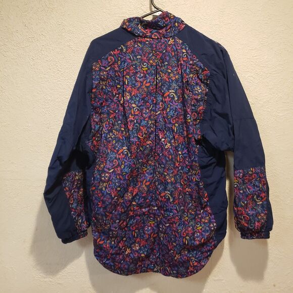Vintage Women’s Nike Floral AOP Windbreaker 90s  Full Zip RARE Over-sized 6/8 - Picture 5 of 9